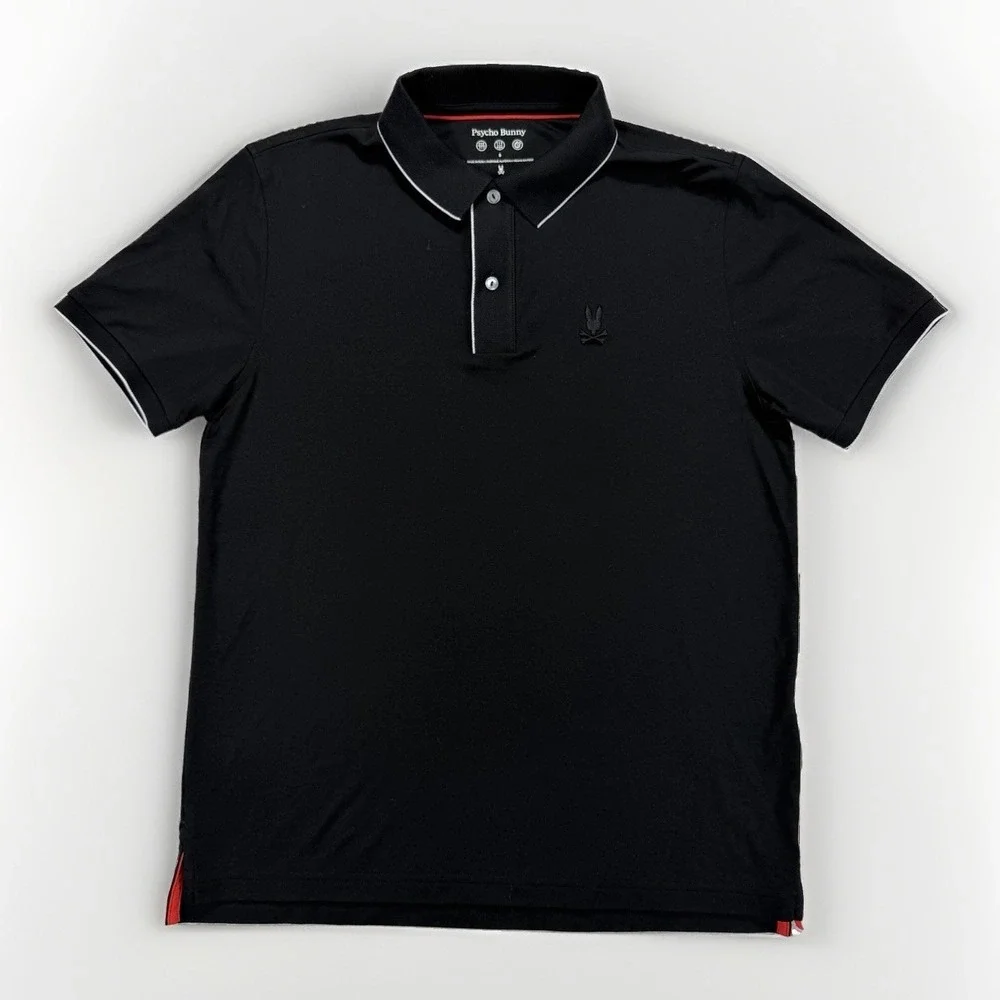 Psycho Bunny Polo Shirt Men's M (5) Black Pima Cotton Modal Preppy Golf Luxury